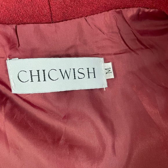 Chicwish Free Myself wool blend deep red belted coat medium - Picture 10 of 10